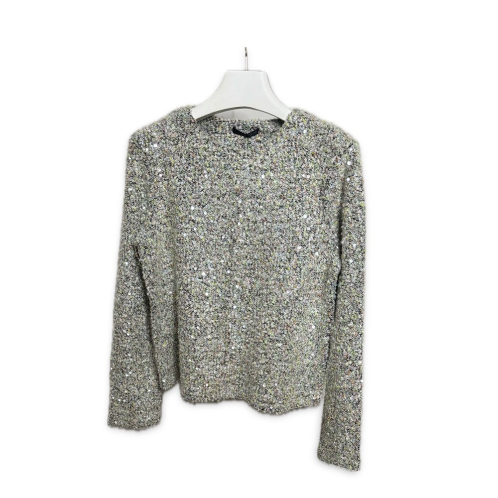 NWT Sequin Silver Crewneck Sweater szS